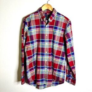 Ralph Lauren men’s Red Blue Plaid Shirt sz M long sleeve button down cotton